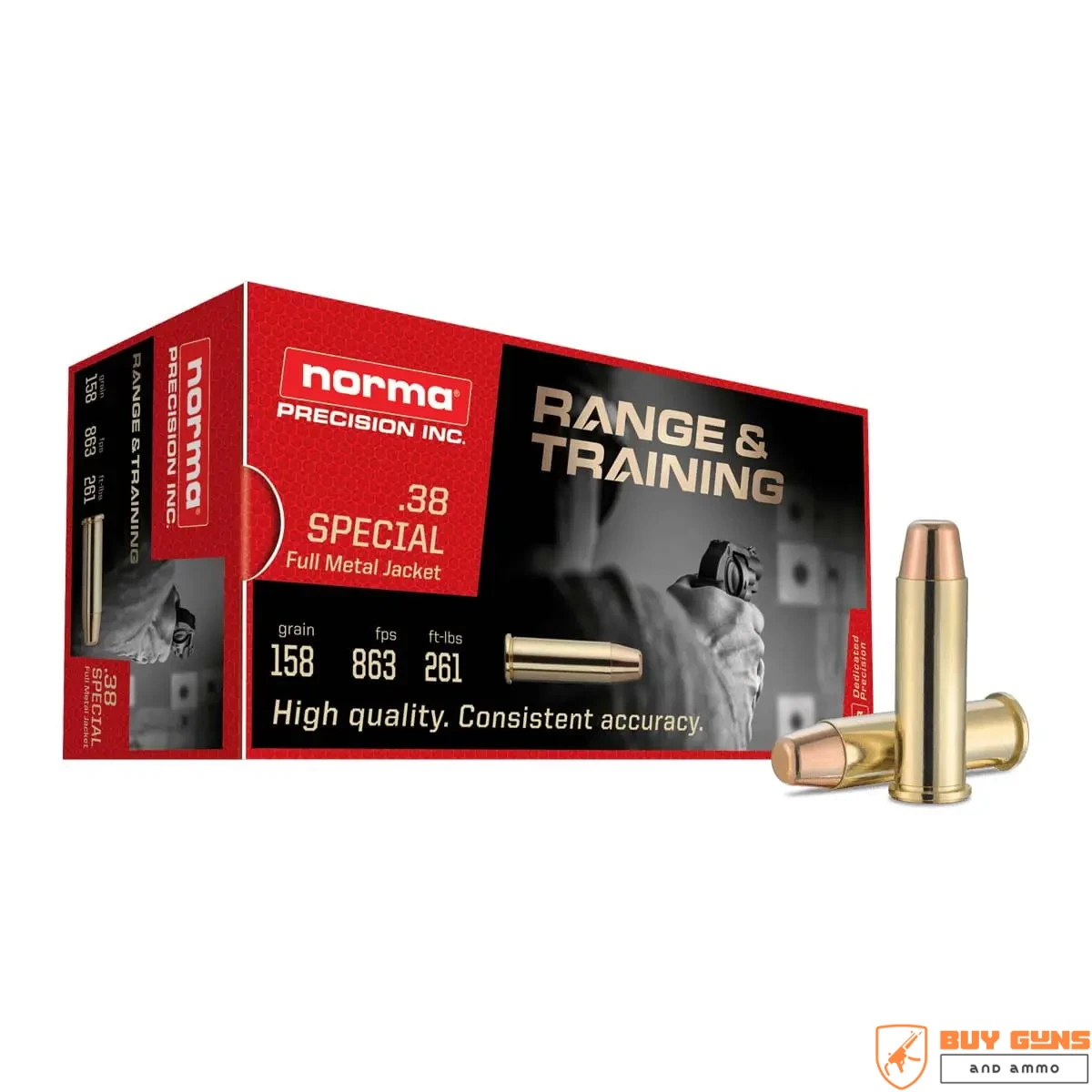Norma .38 Special 158gr FMJ - 1000 1 Norma .38 SPL 158gr FMJ